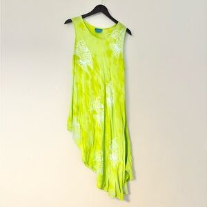 Vintage Lime Green Tie Dyed Asymmetrical Dress